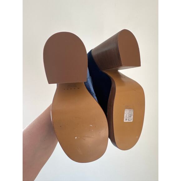 MARNI Velvet Block Heel Platform Block Heel Loafers in Blue, Size 36.5 - Picture 5 of 9